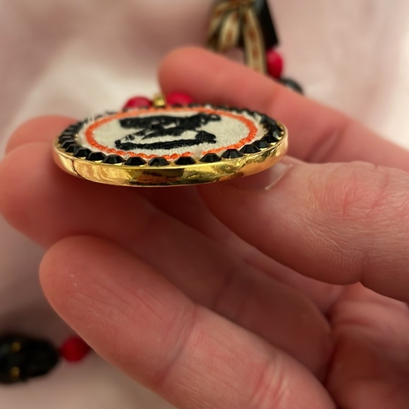 RARE Tarina Tarantino Midnight circus My 2 cents embroidered opinion necklace - Picture 11 of 12